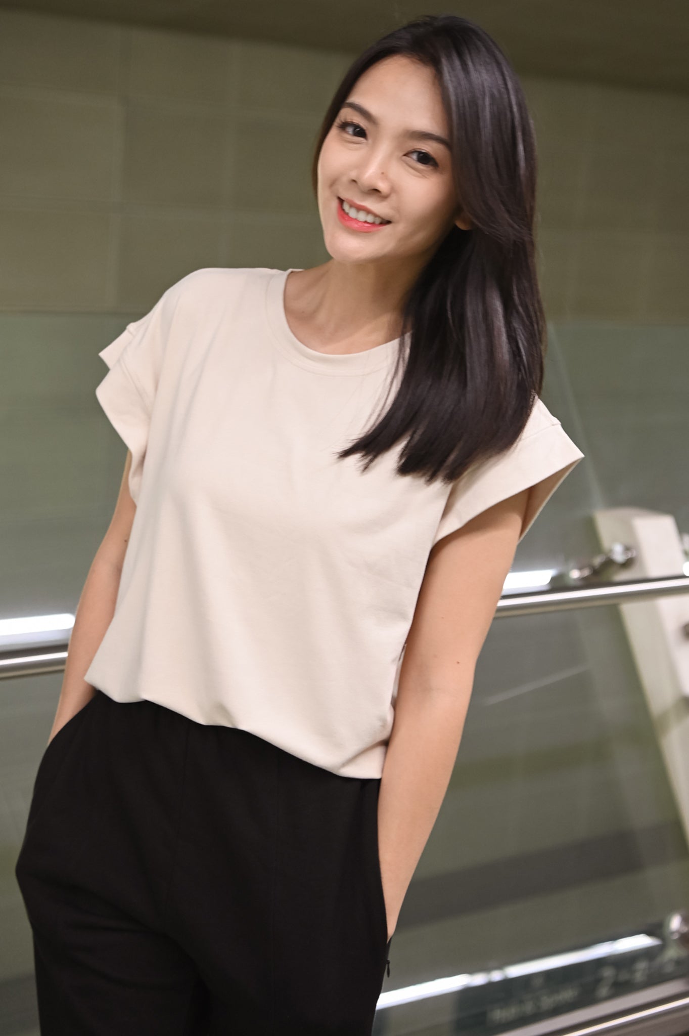 Sheena Sleek Cuffed Sleeved Blouse V2 (Cream) *Ultra Comfy*