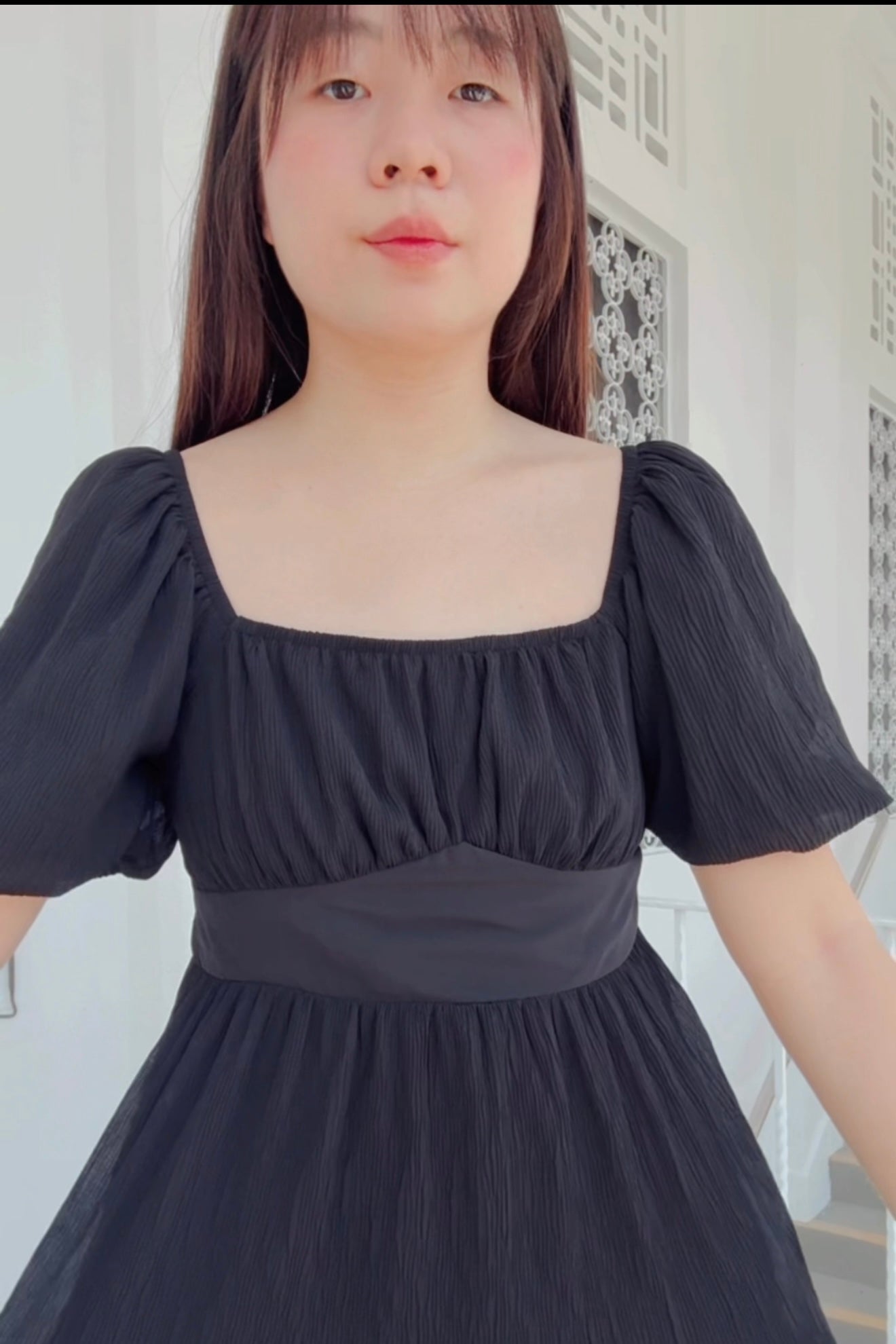 Ethereal Black V3 Smocked Midi Dress