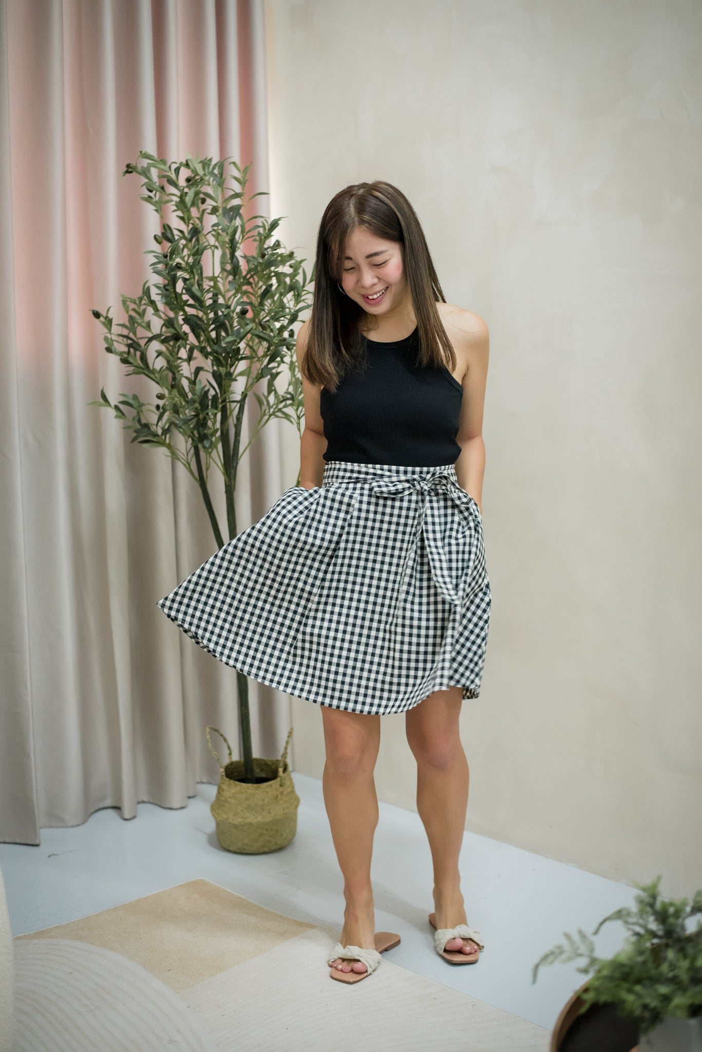 Veldah Gingham Swing Skirt