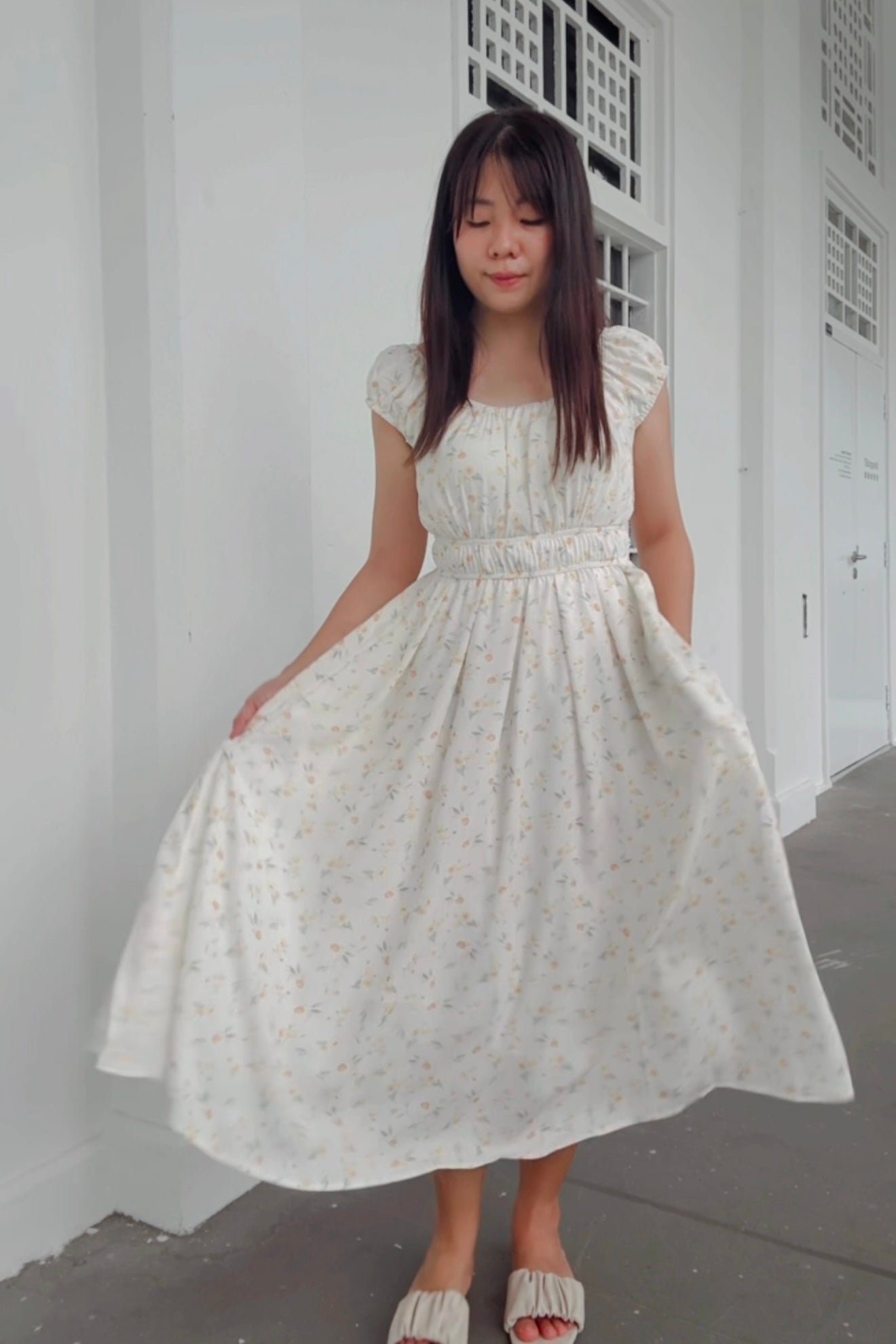 Andrea Summer Floral Padded Ruched Dress