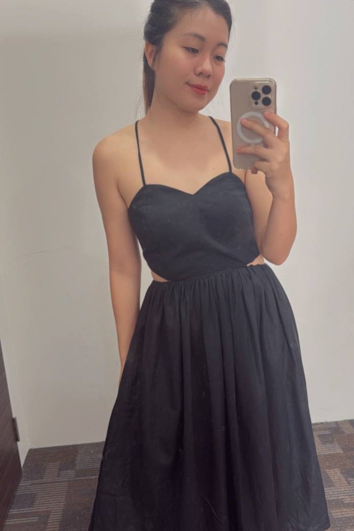 Audrey Linen Cut-Out Dress (Black)