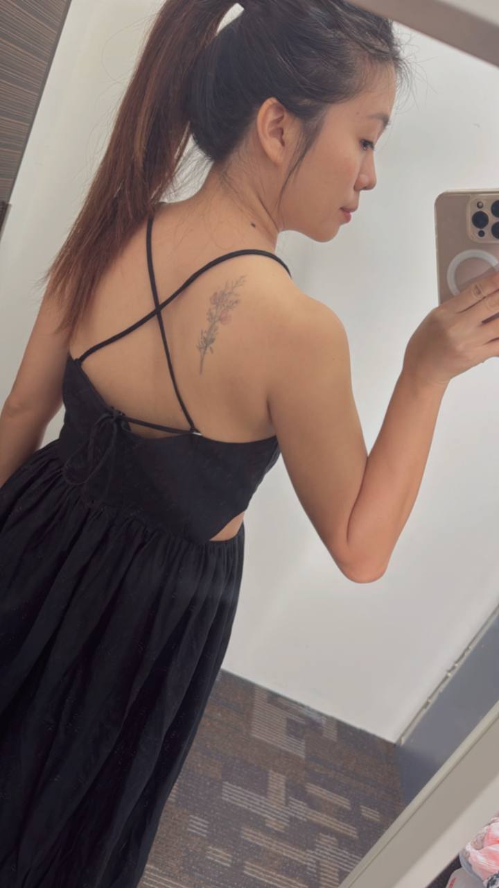 Audrey Linen Cut-Out Dress (Black)