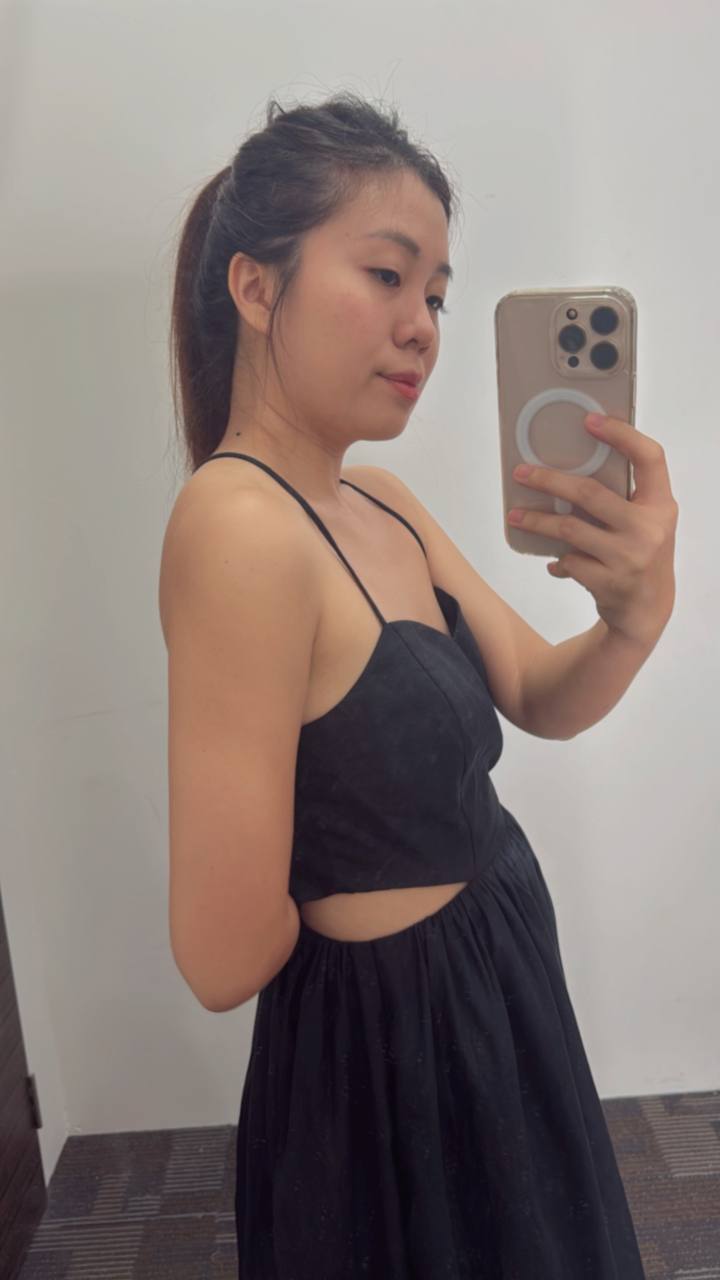 Audrey Linen Cut-Out Dress (Black)