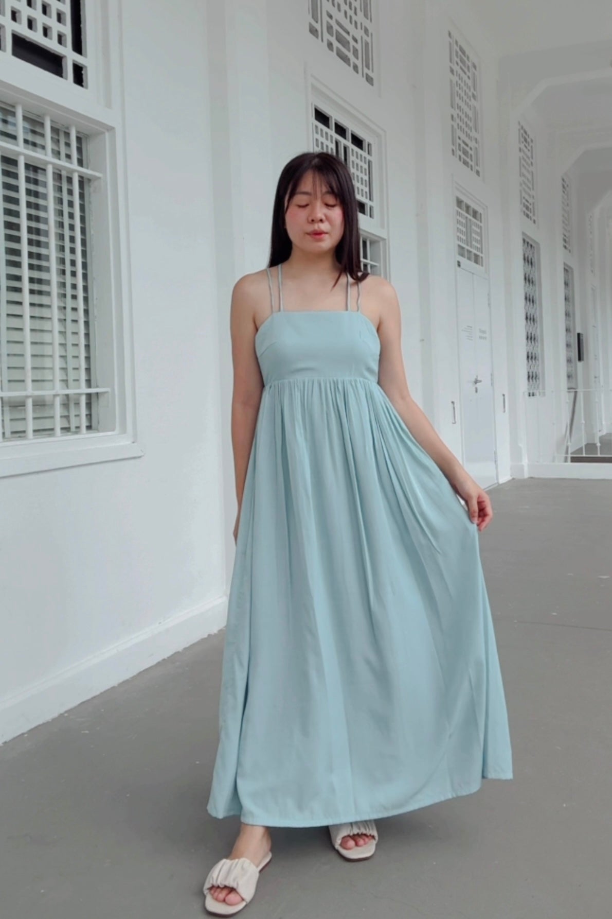 Chloe Criss Cross Maxi Dress (Aqua)