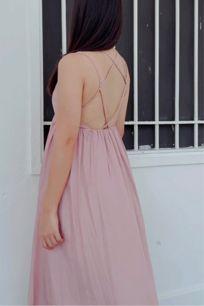 Chloe Criss Cross Maxi Dress (Blush Pink)