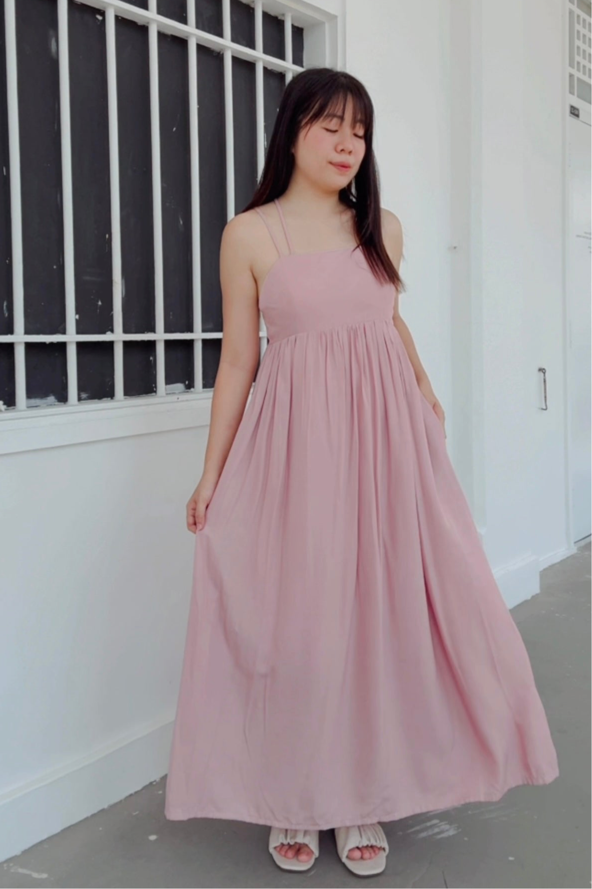 Chloe Criss Cross Maxi Dress (Blush Pink)