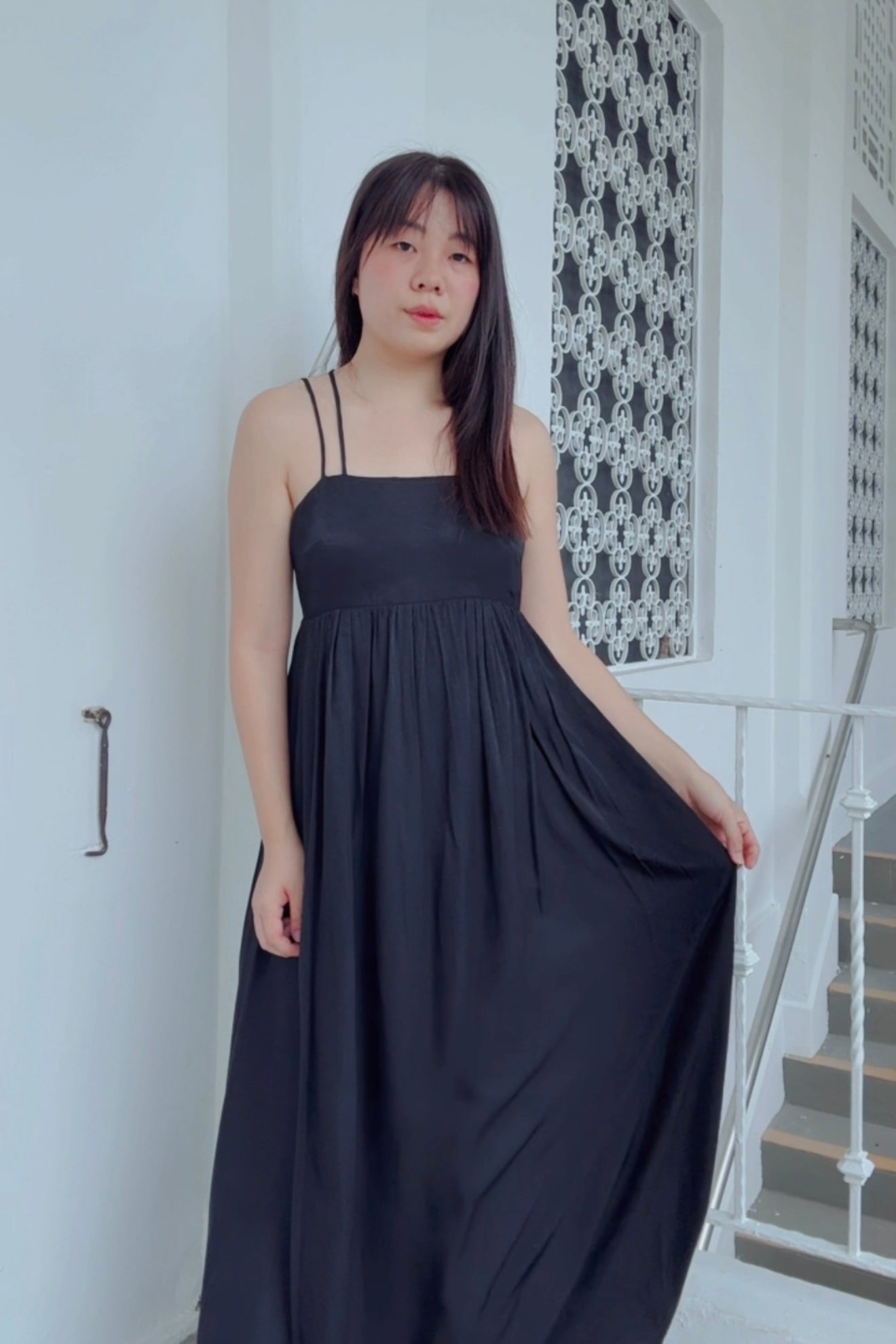 Chloe Criss Cross Maxi Dress (Black)