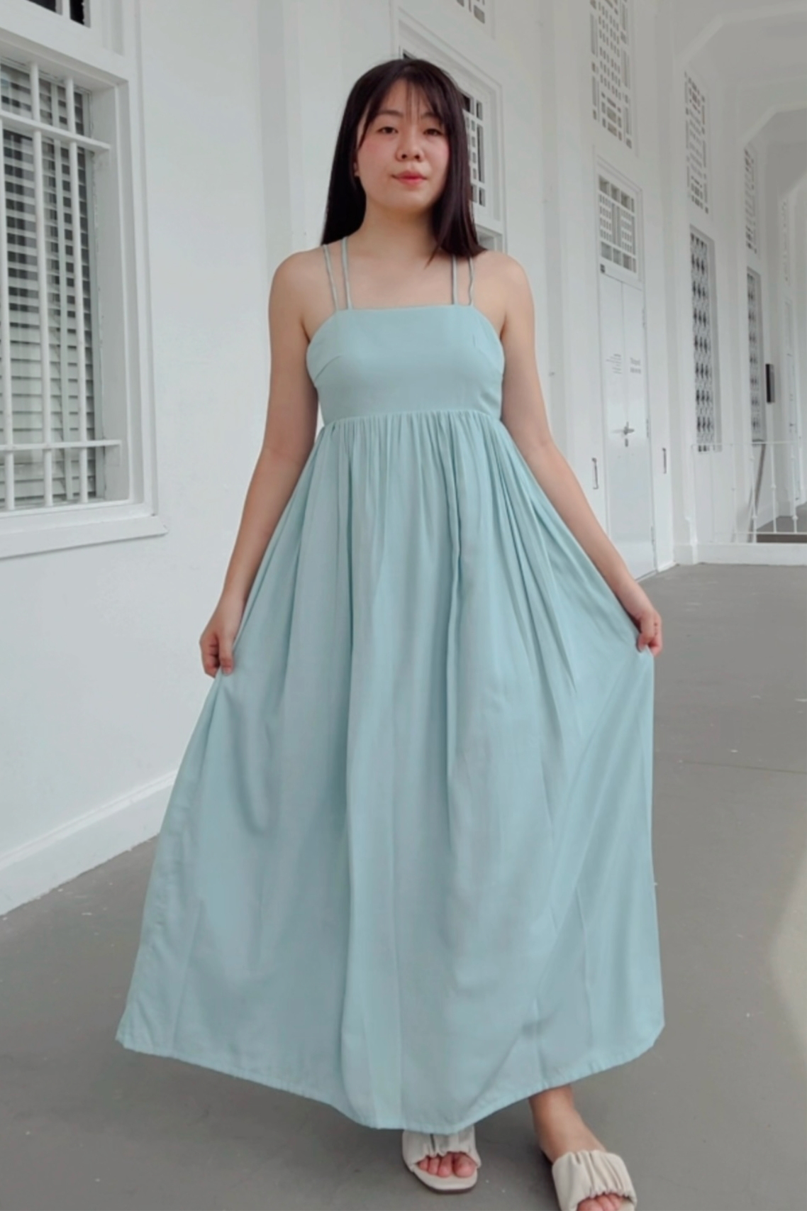 Chloe Criss Cross Maxi Dress (Aqua)