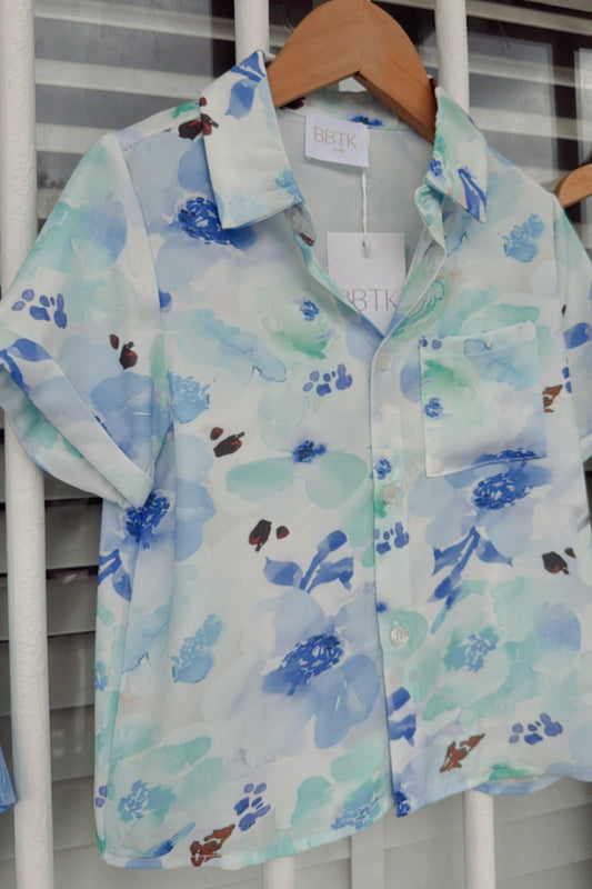 Jayden Blue Orchid Floral Kids Shirt