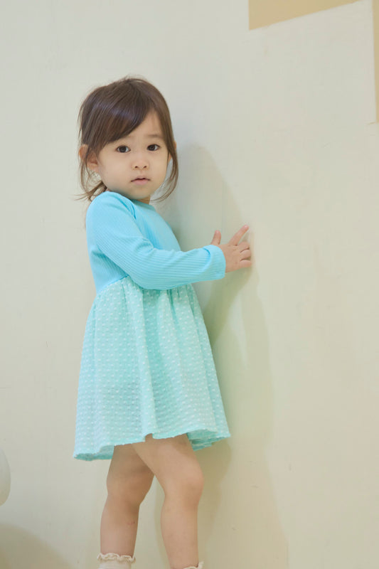 Sophia Polka Dot Ribbed Knit Dress (Mint)