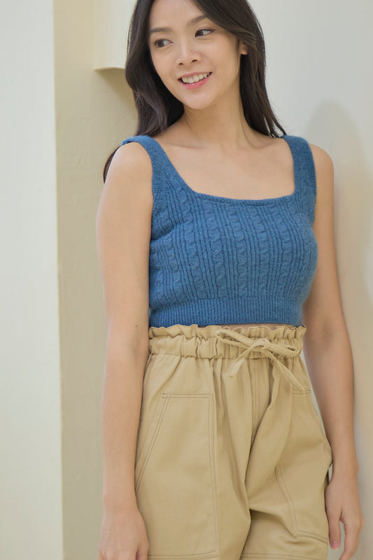 Belle Soft Knit Top (Steel Blue)