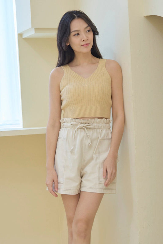 Belle Soft V Knit Top (Mustard)