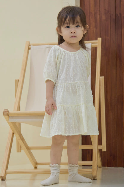 Adele Swiss Dot Kids Dress (Cream Yellow)