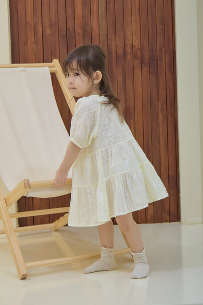 Adele Swiss Dot Kids Dress (Cream Yellow)