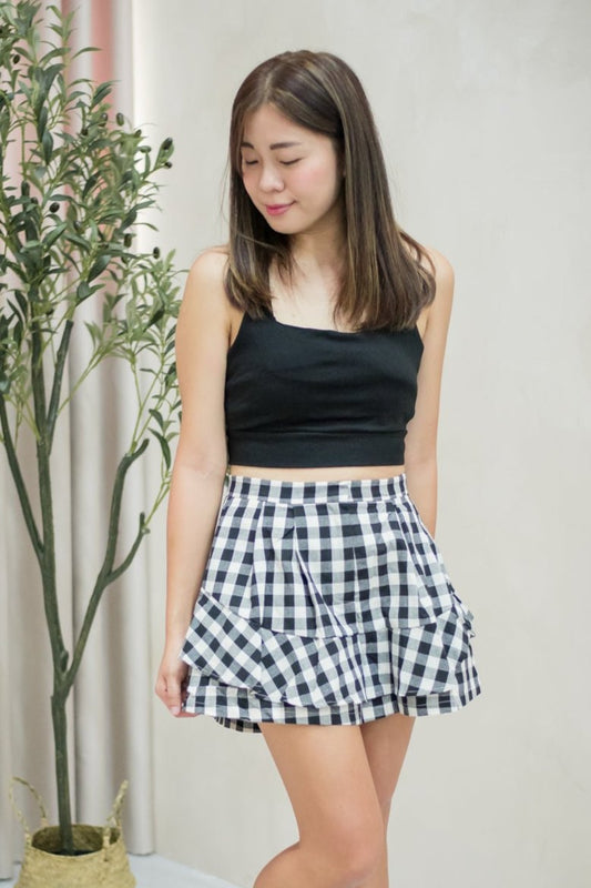 Vel Weekend Gingham Slant Hem Skort