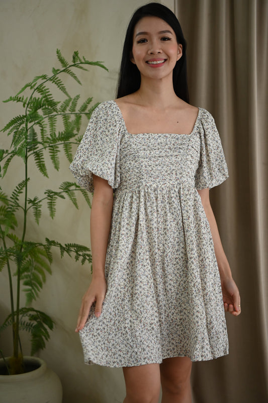 Clara Smocked Skort Dress (White Flower)