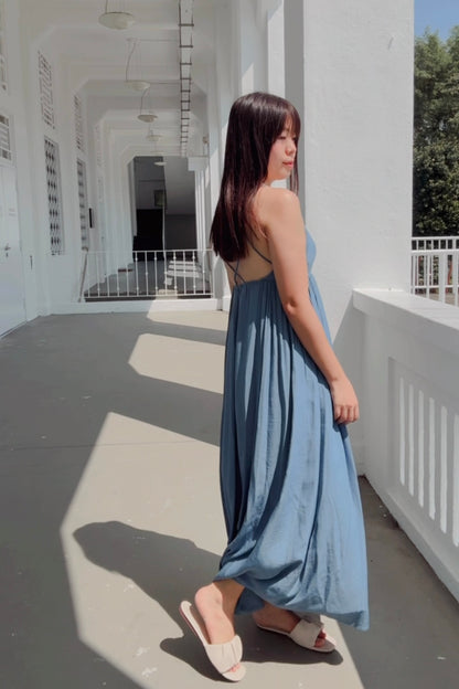 Chloe Criss Cross Maxi Dress (Blue)