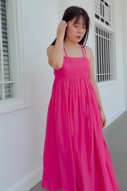 Chloe Criss Cross Maxi Dress (Neon Pink)