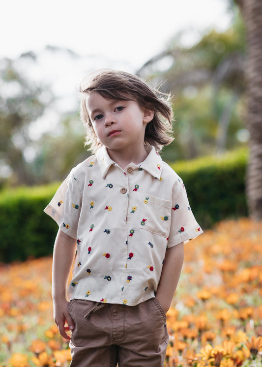 Lucus Floral Embroidered Kids Shirt