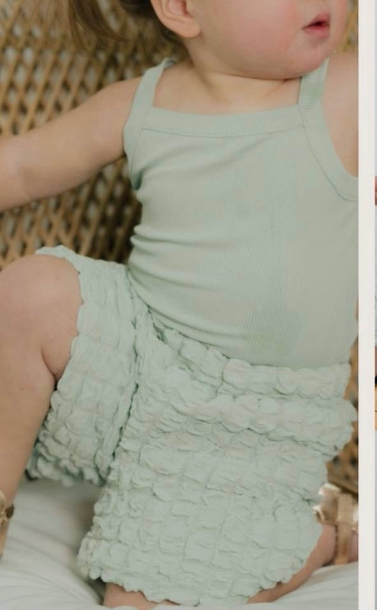Waffle Pancake Shorts (Green Apple)