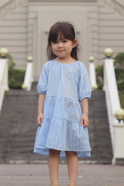 Adele Swiss Dot Kids Dress (Sky Blue)