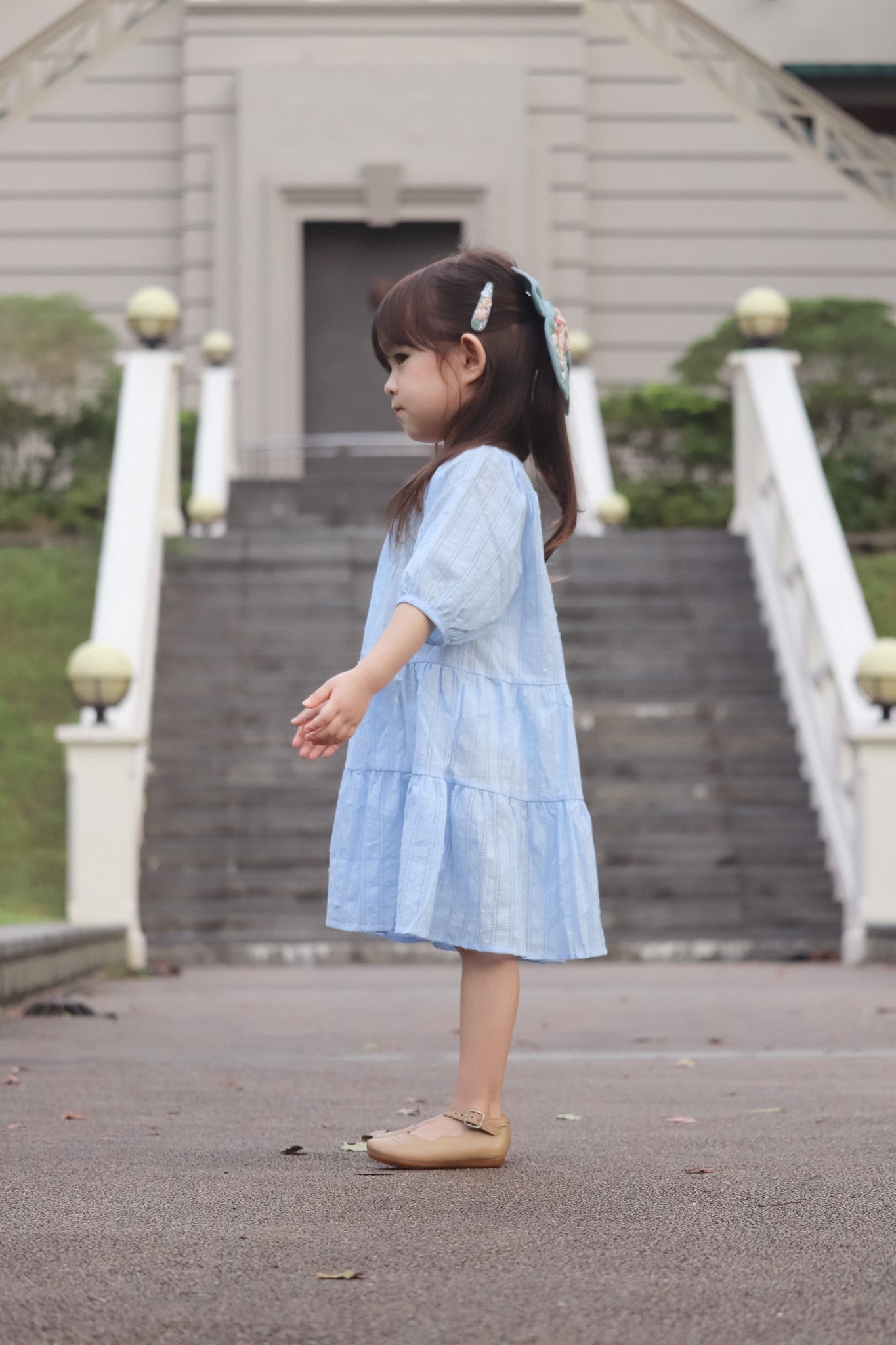 Adele Swiss Dot Kids Dress (Sky Blue)