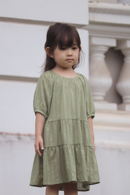 Adele Swiss Dot Kids Dress (Olive)