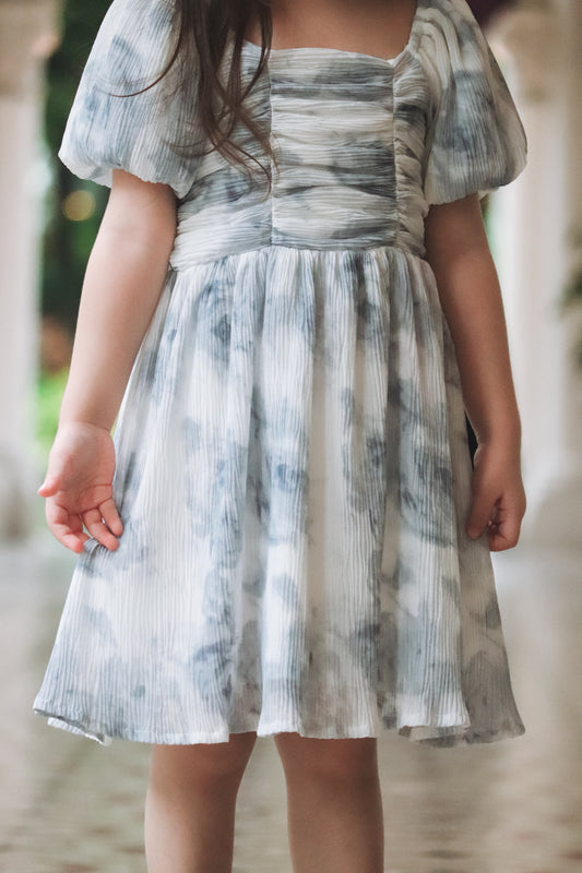 Ethereal Blue Rose Sleeved Dress (Kids)