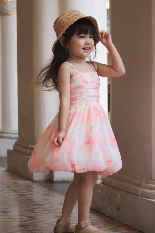 Ethereal Pink Rose Strap Dress (Kids)