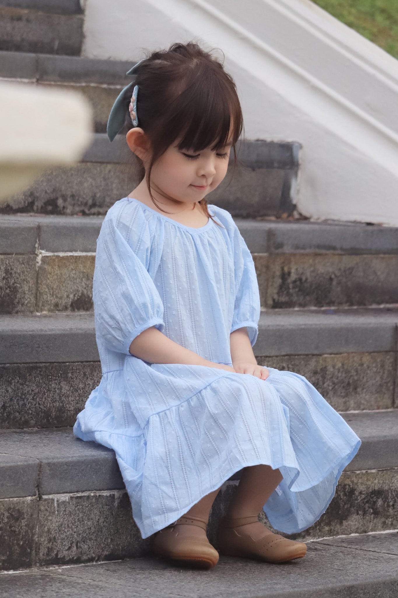 Adele Swiss Dot Kids Dress (Sky Blue)