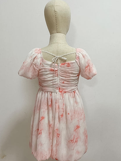 Ethereal Blush Pink Rose Sleeved Dress V2 (Kids)