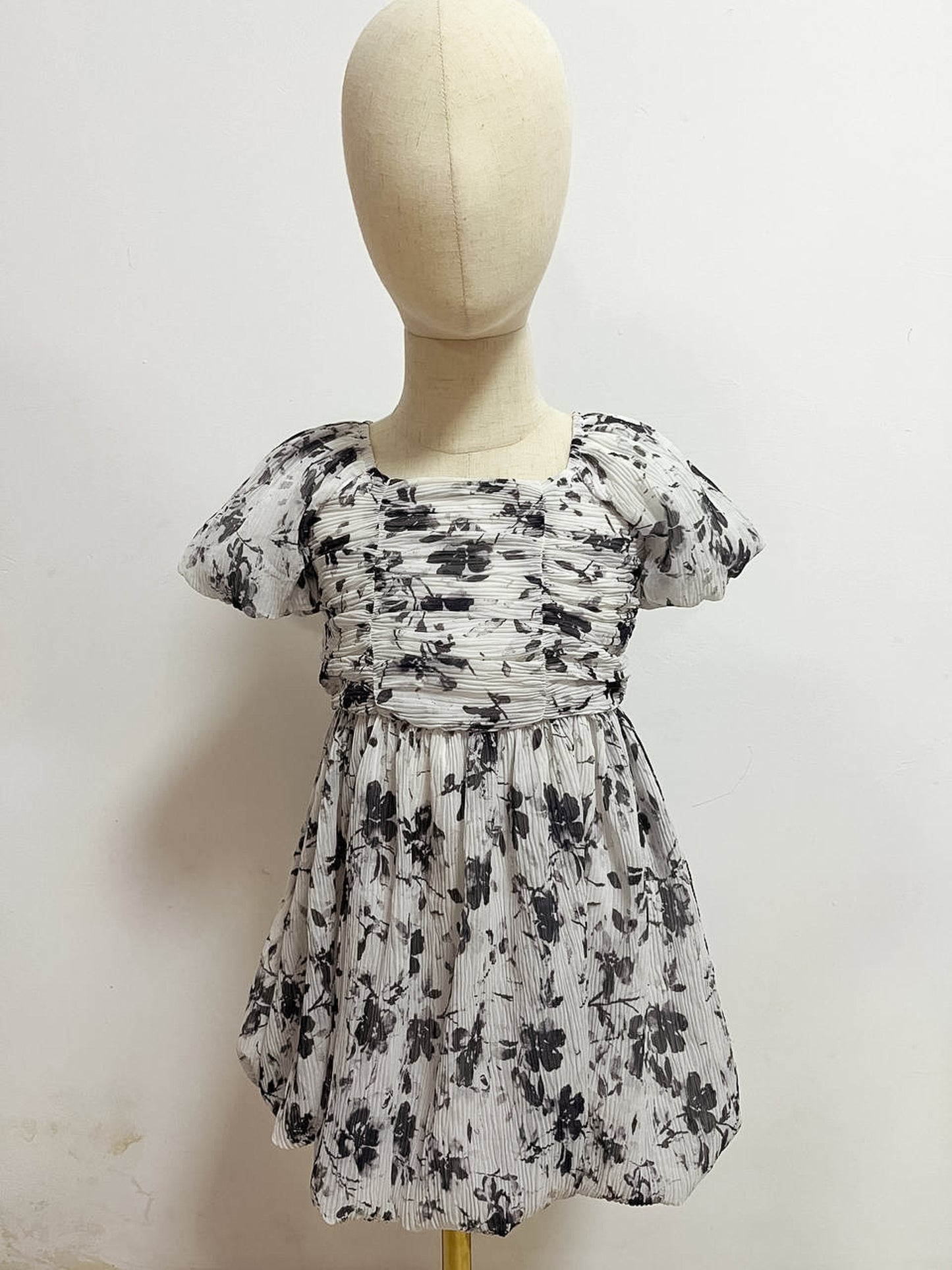 Ethereal White Floral Sleeved Dress (Kids)