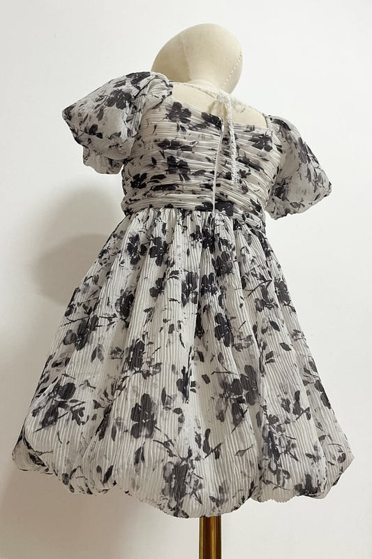 Ethereal White Floral Sleeved Dress (Kids)