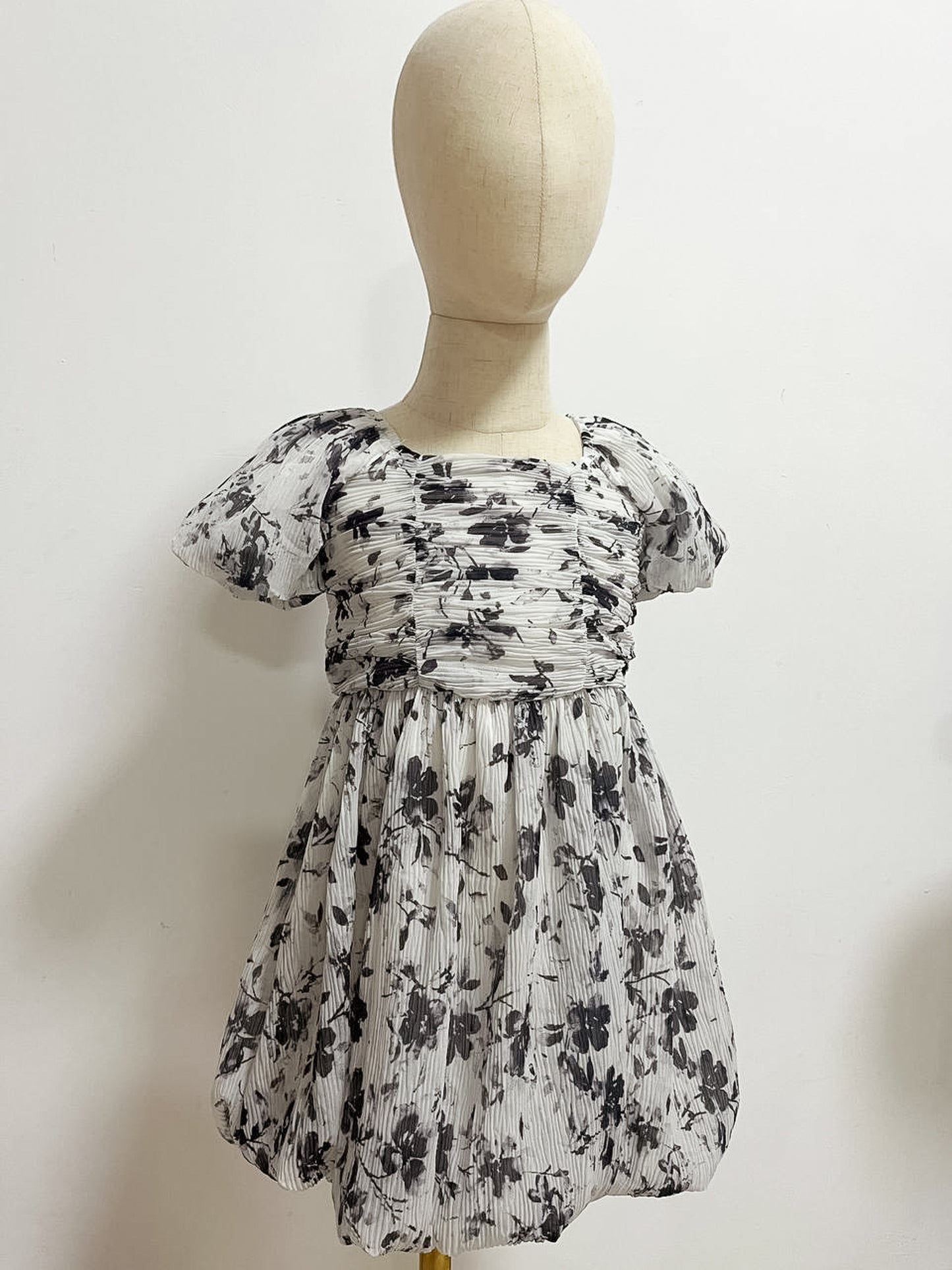 Ethereal White Floral Sleeved Dress (Kids)